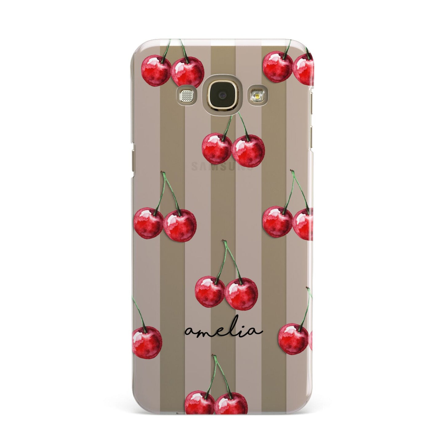 Cherry and Stripes with Name Samsung Galaxy A8 Case