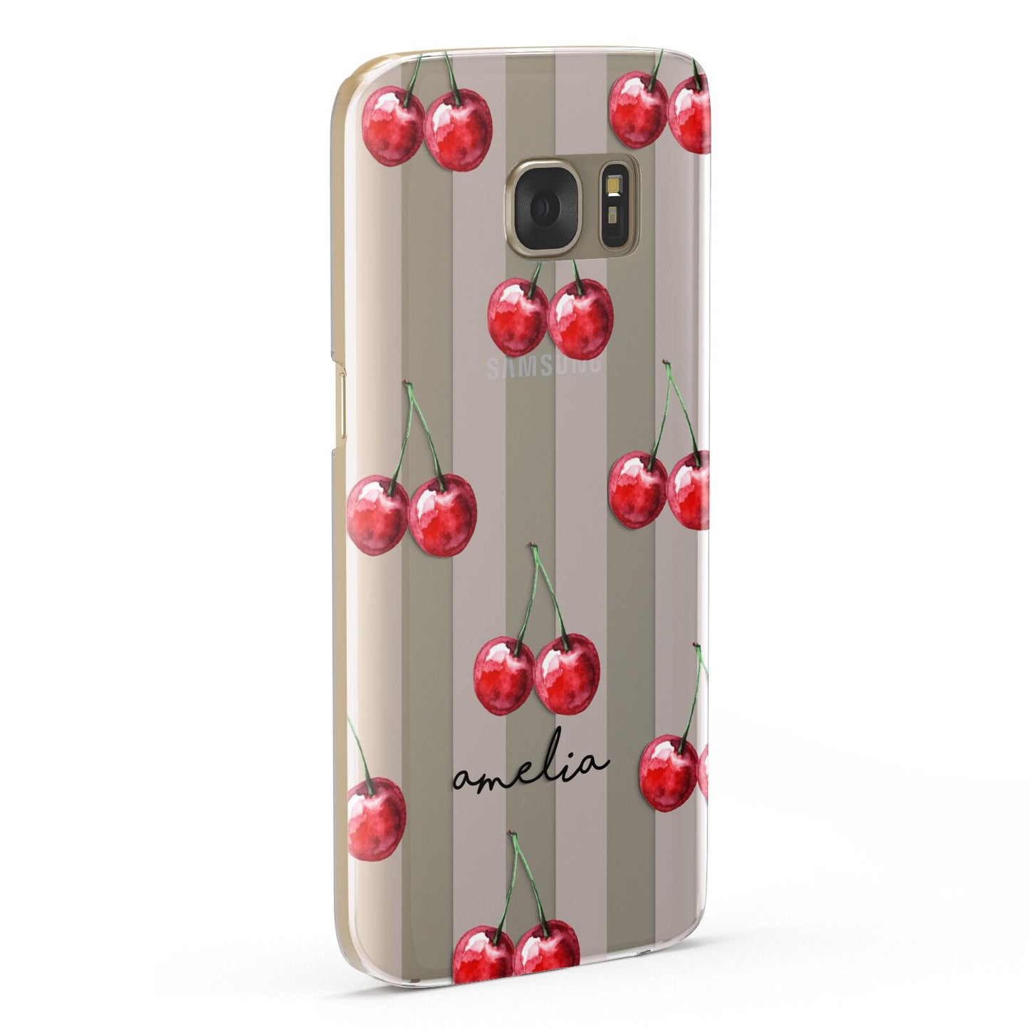 Cherry and Stripes with Name Samsung Galaxy Case Fourty Five Degrees