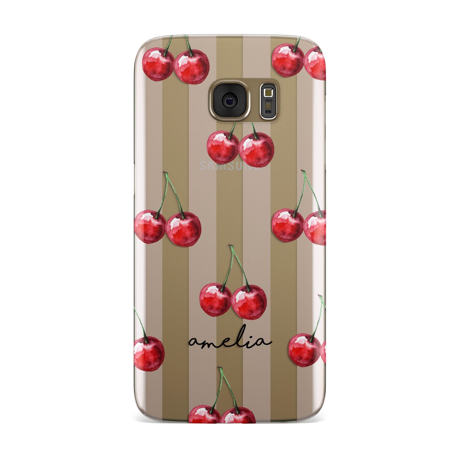 Cherry and Stripes with Name Samsung Galaxy Case