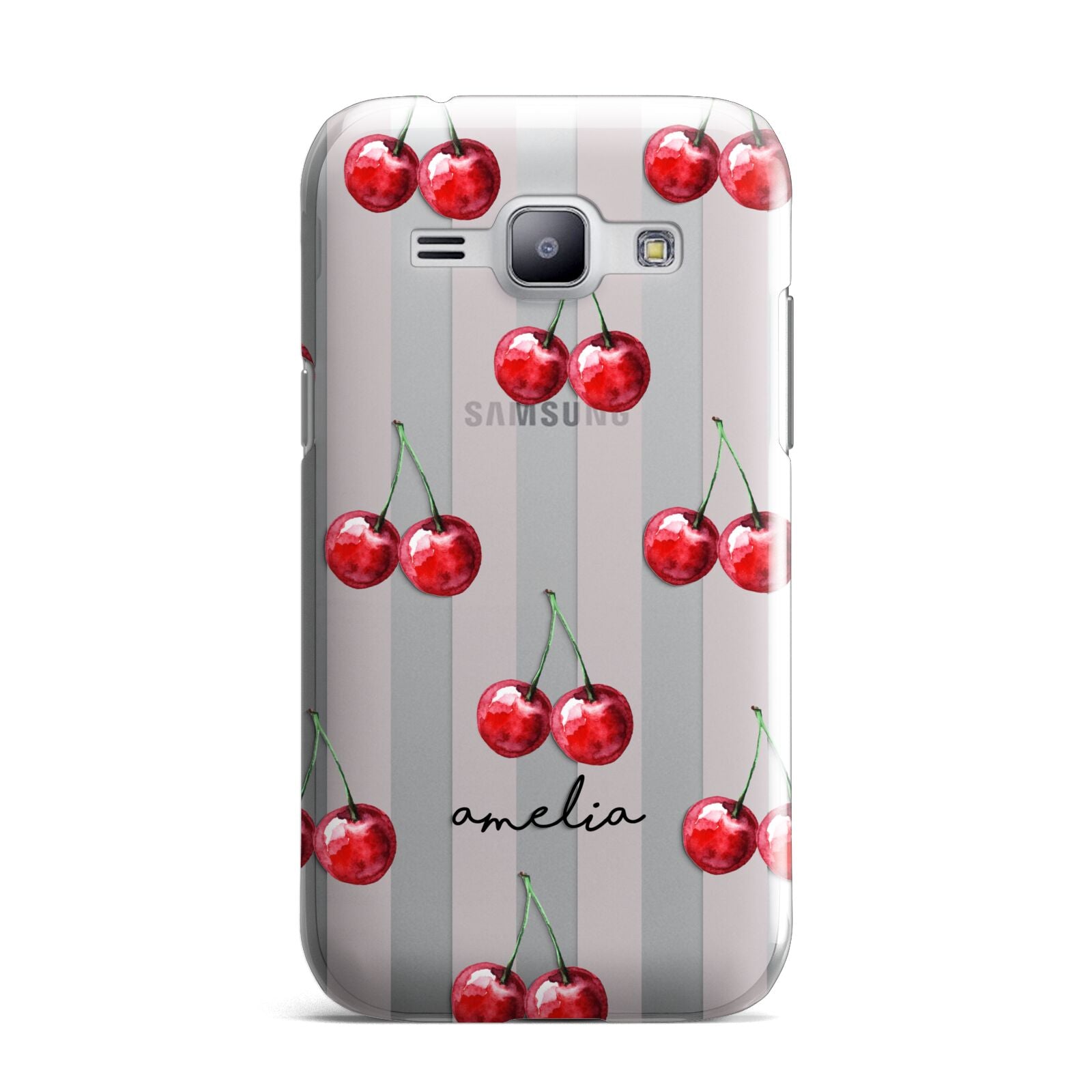 Cherry and Stripes with Name Samsung Galaxy J1 2015 Case