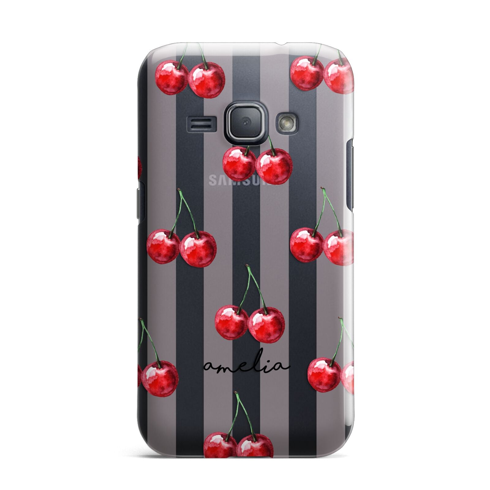 Cherry and Stripes with Name Samsung Galaxy J1 2016 Case