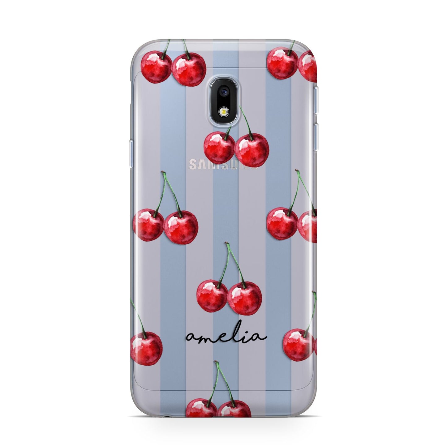 Cherry and Stripes with Name Samsung Galaxy J3 2017 Case