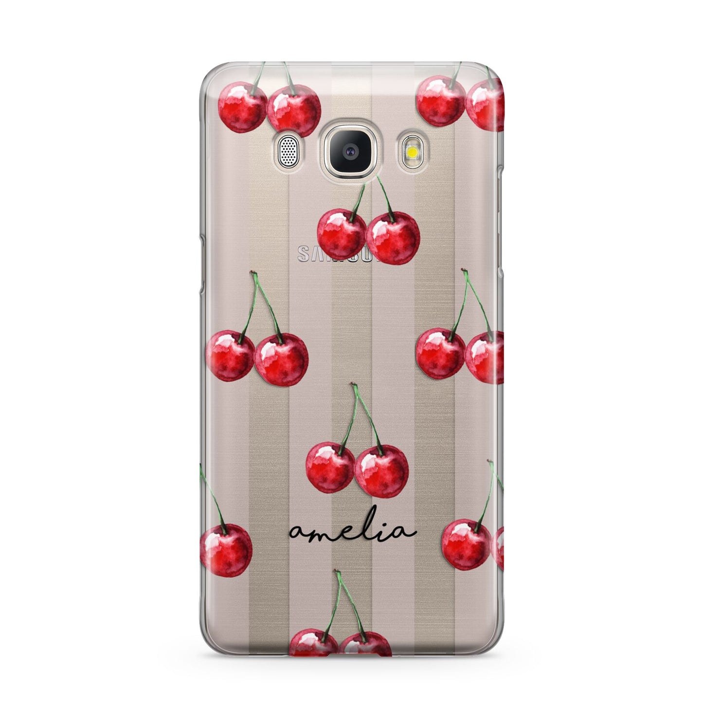 Cherry and Stripes with Name Samsung Galaxy J5 2016 Case