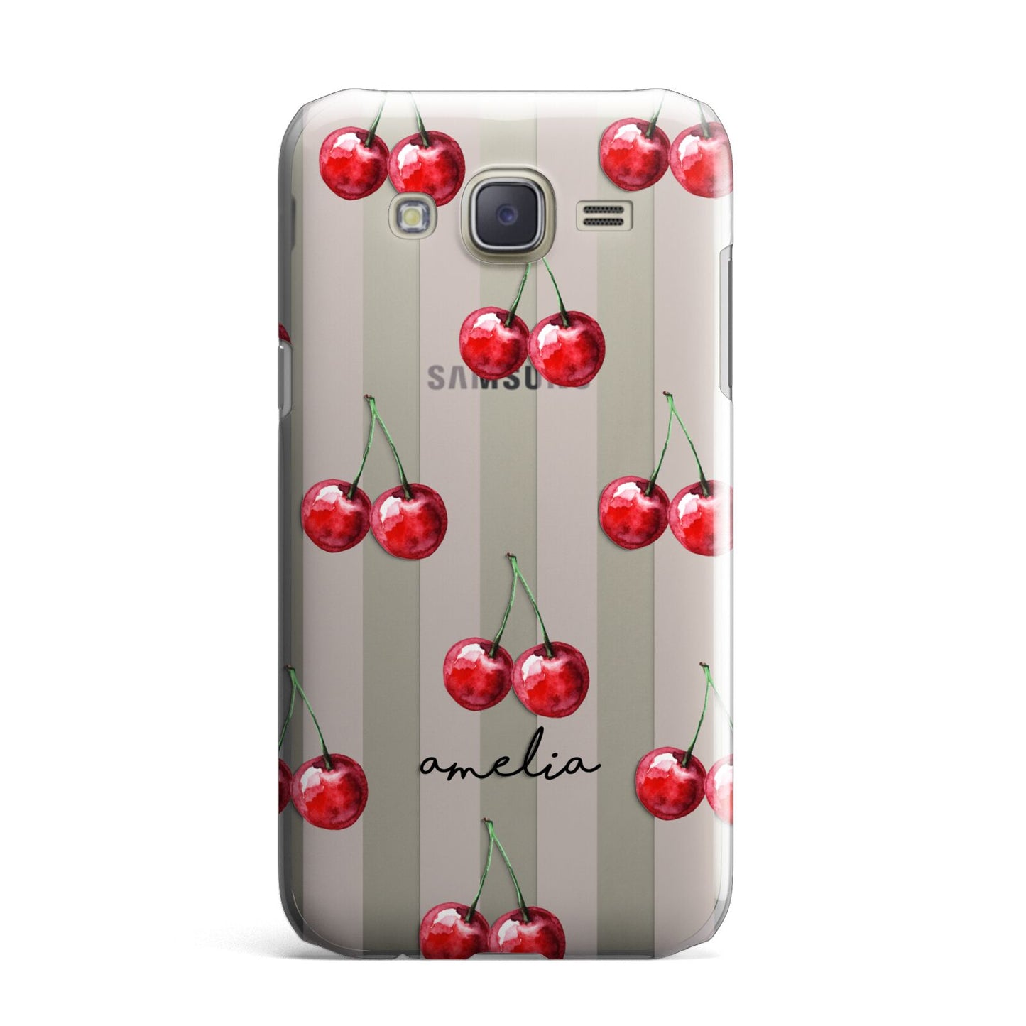 Cherry and Stripes with Name Samsung Galaxy J7 Case