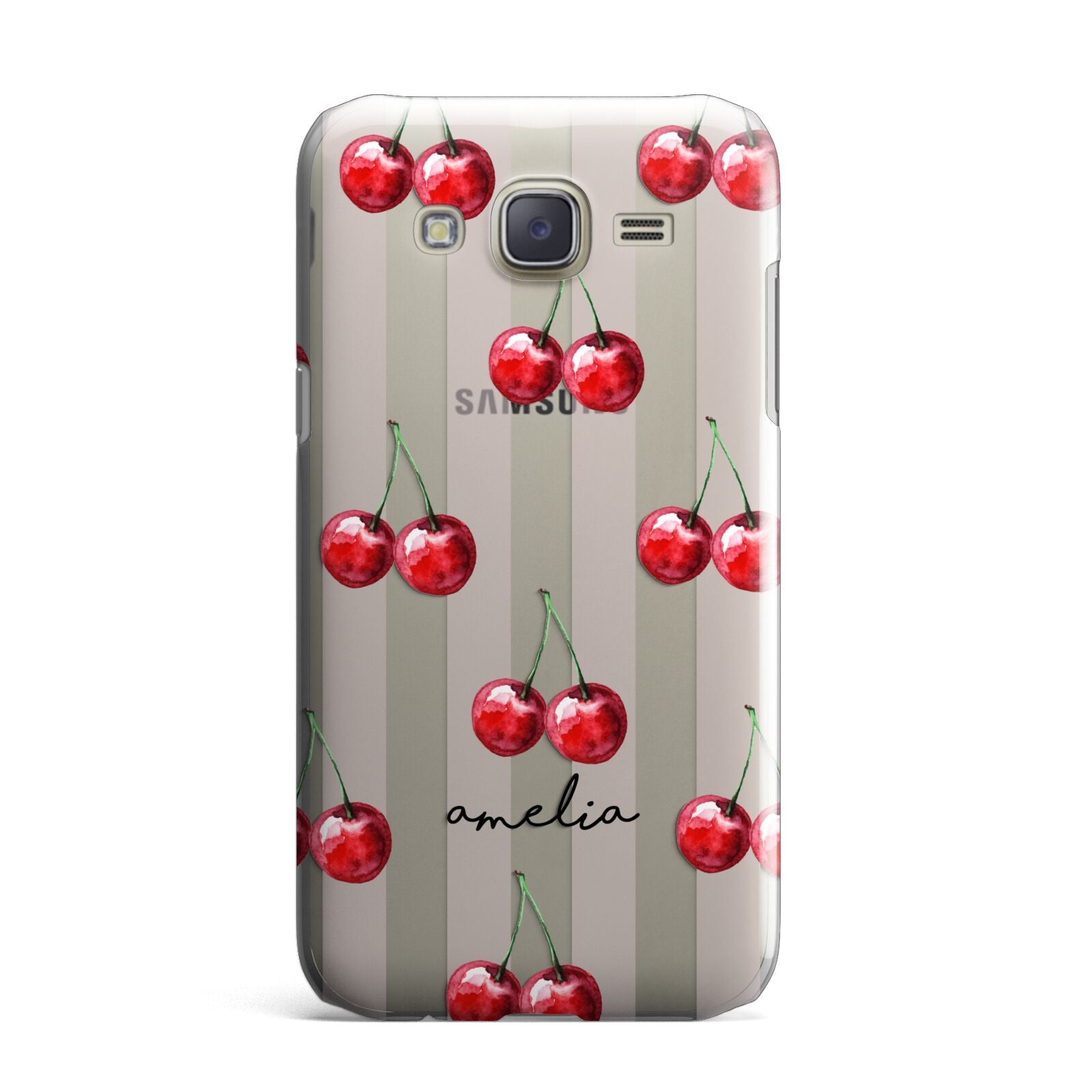 Cherry and Stripes with Name Samsung Galaxy J7 Case