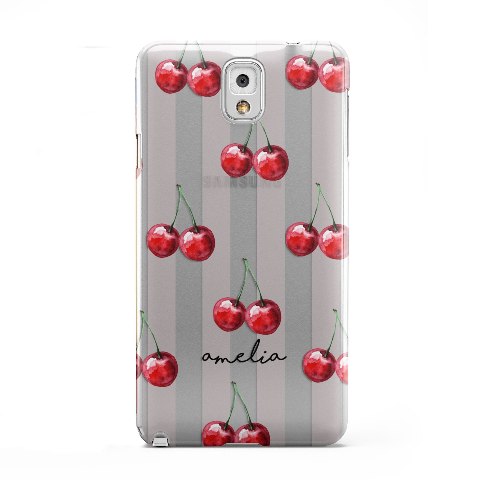 Cherry and Stripes with Name Samsung Galaxy Note 3 Case