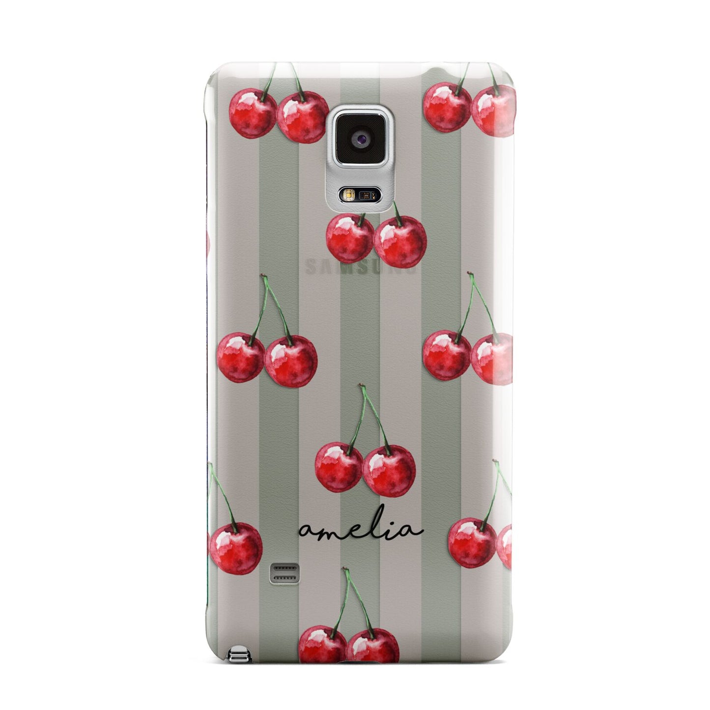 Cherry and Stripes with Name Samsung Galaxy Note 4 Case