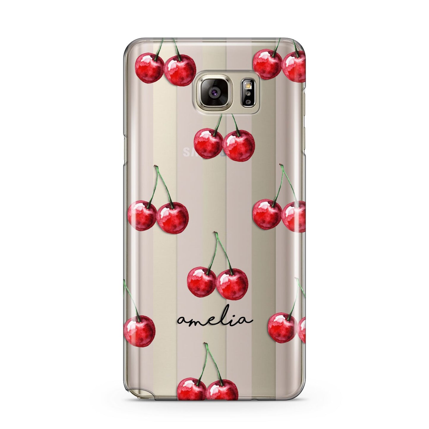 Cherry and Stripes with Name Samsung Galaxy Note 5 Case