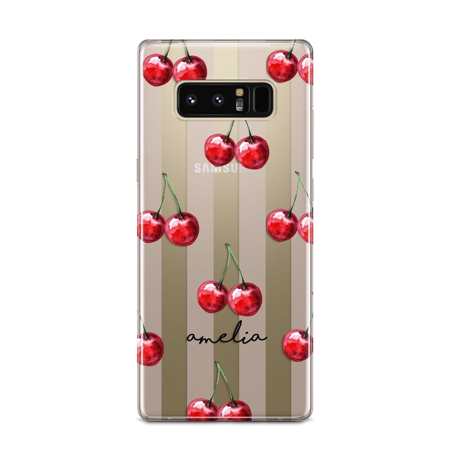 Cherry and Stripes with Name Samsung Galaxy Note 8 Case