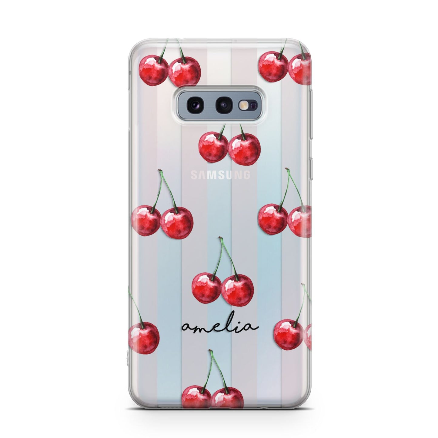 Cherry and Stripes with Name Samsung Galaxy S10E Case