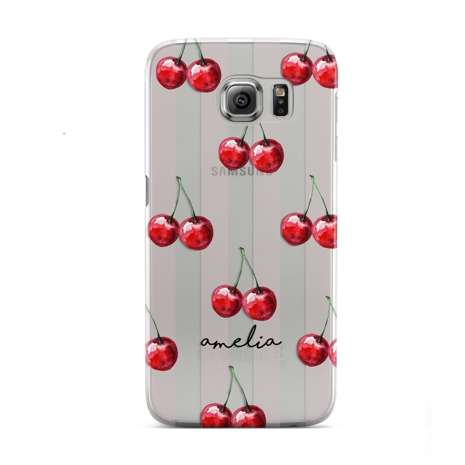 Cherry and Stripes with Name Samsung Galaxy S6 Case