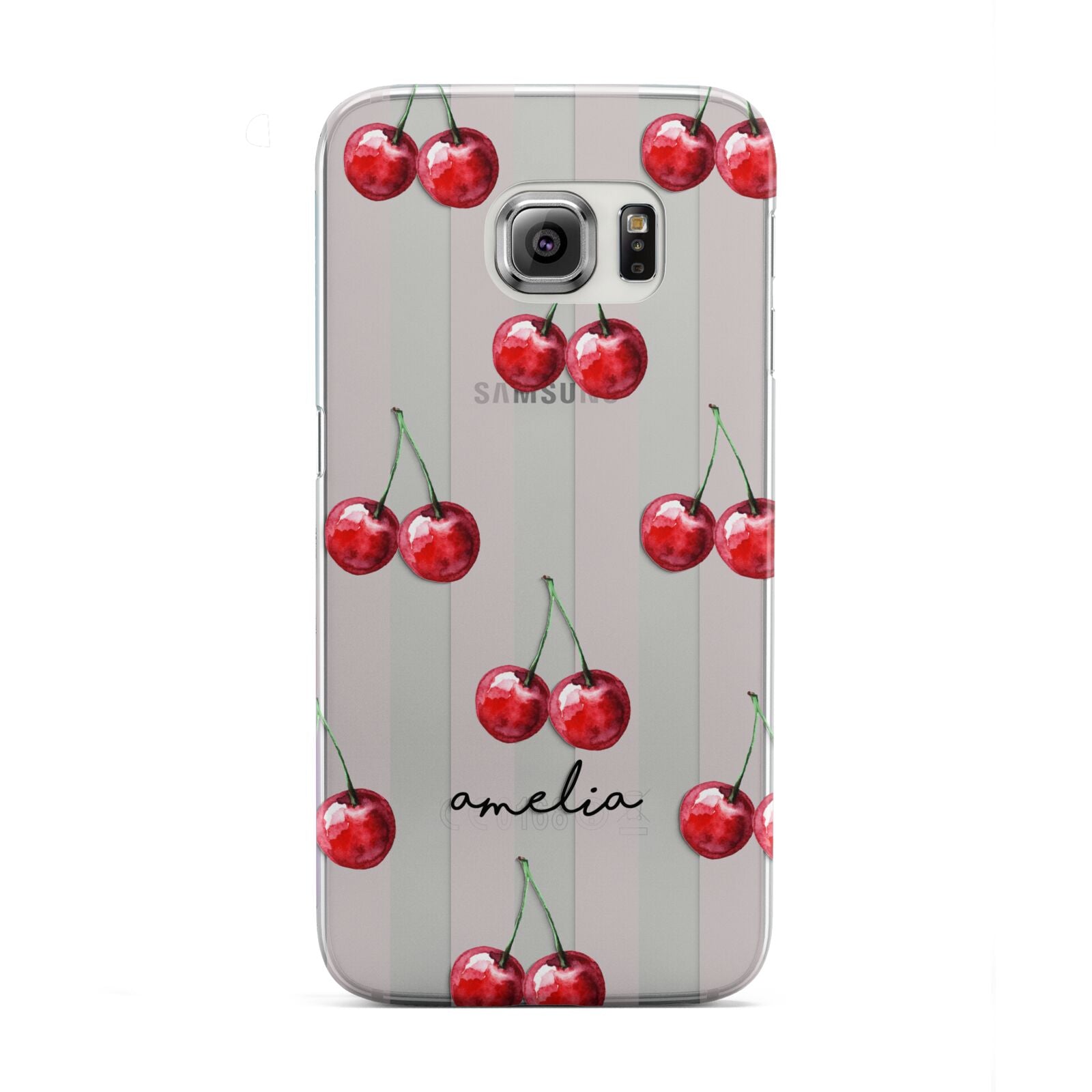 Cherry and Stripes with Name Samsung Galaxy S6 Edge Case