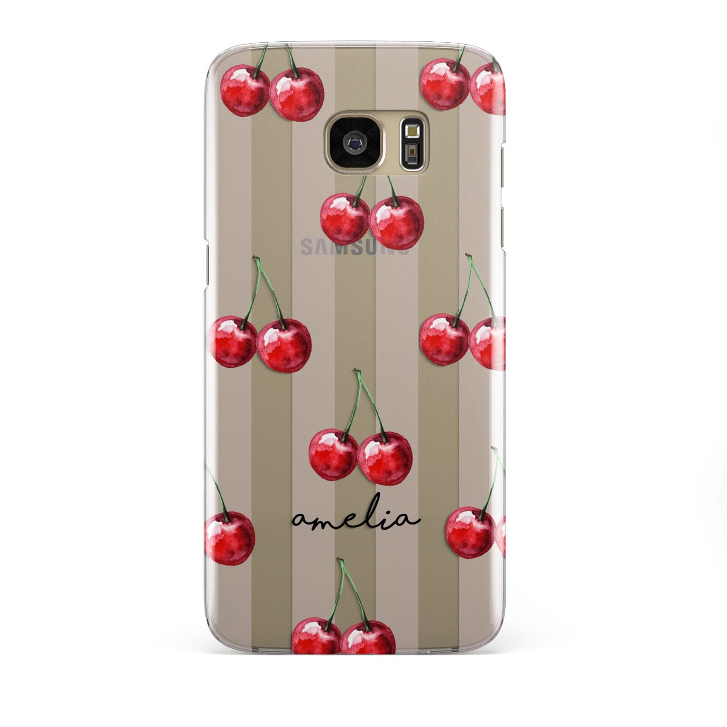 Cherry and Stripes with Name Samsung Galaxy S7 Edge Case