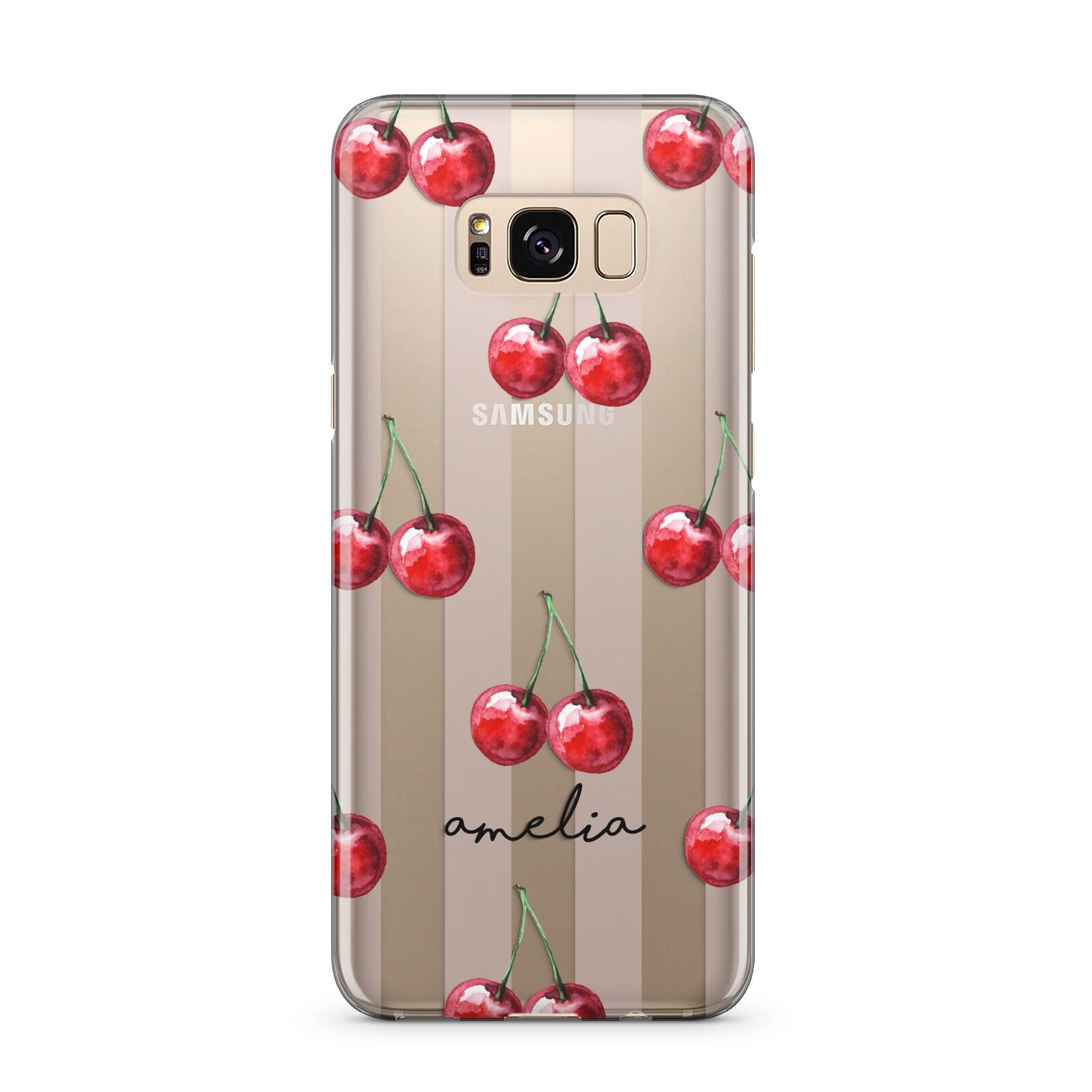 Cherry and Stripes with Name Samsung Galaxy S8 Plus Case