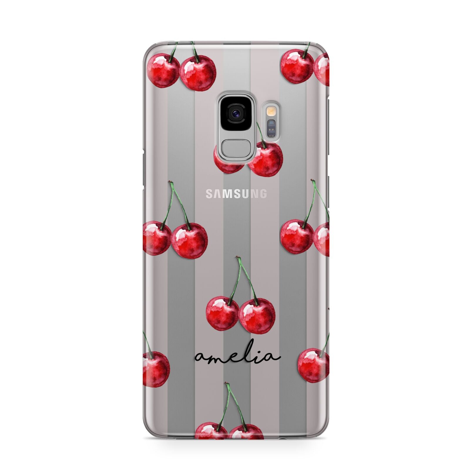 Cherry and Stripes with Name Samsung Galaxy S9 Case