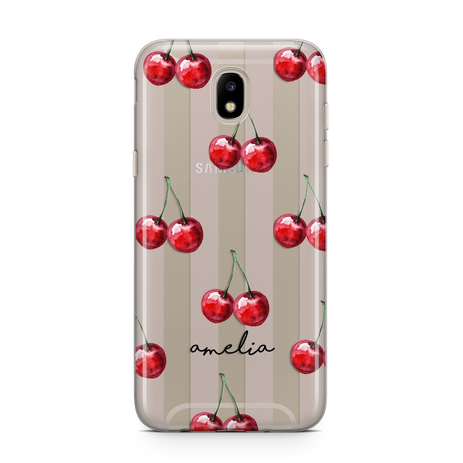 Cherry and Stripes with Name Samsung J5 2017 Case