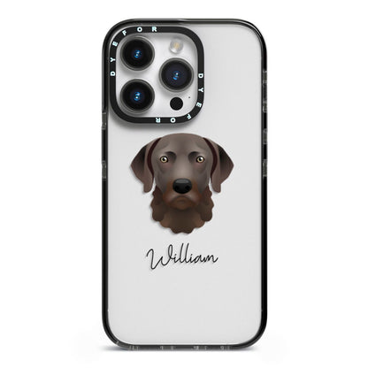 Chesapeake Bay Retriever Personalised iPhone 14 Pro Black Impact Case on Silver phone