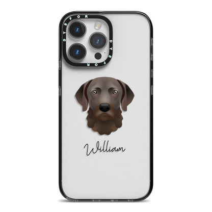 Chesapeake Bay Retriever Personalised iPhone 14 Pro Max Black Impact Case on Silver phone