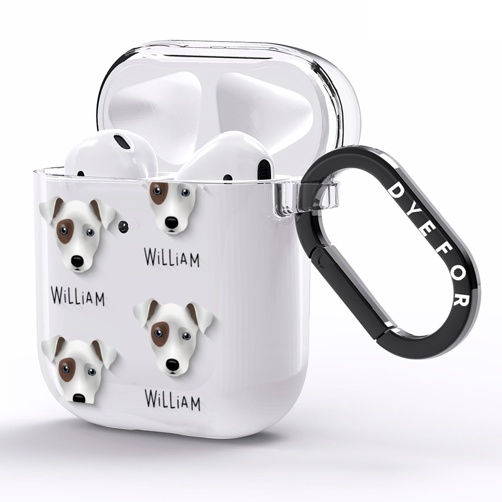 Chi Staffy Bull Icon with Name AirPods Clear Case Side Image