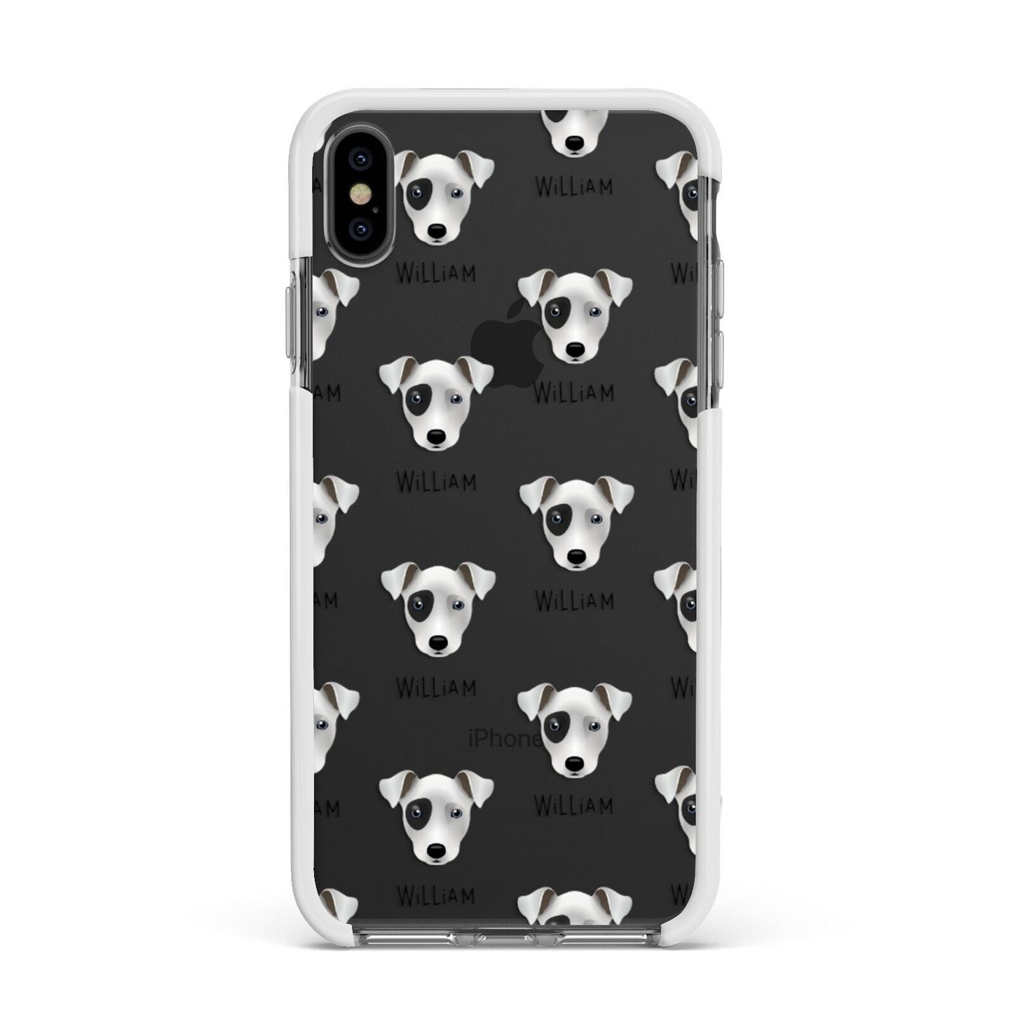 Chi Staffy Bull Icon with Name Apple iPhone Xs Max Impact Case White Edge on Black Phone