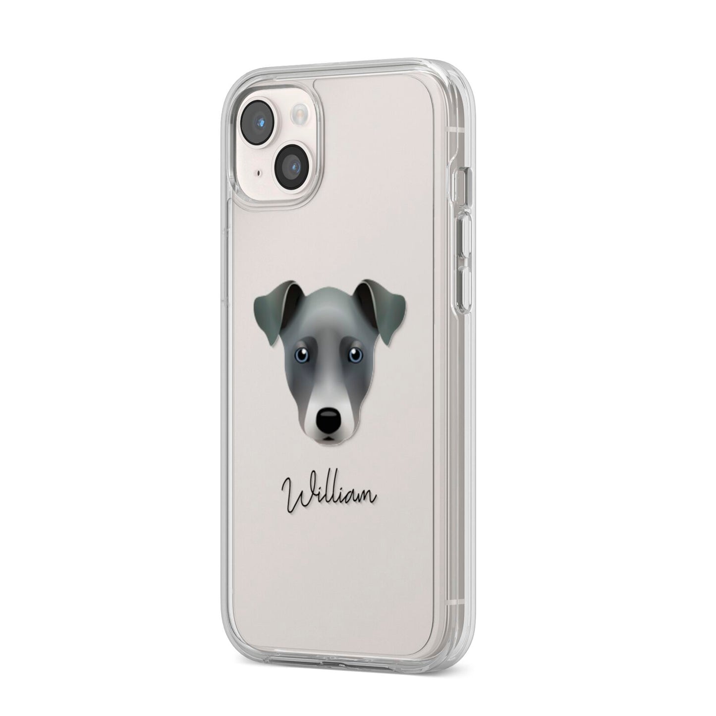 Chi Staffy Bull Personalised iPhone 14 Plus Clear Tough Case Starlight Angled Image