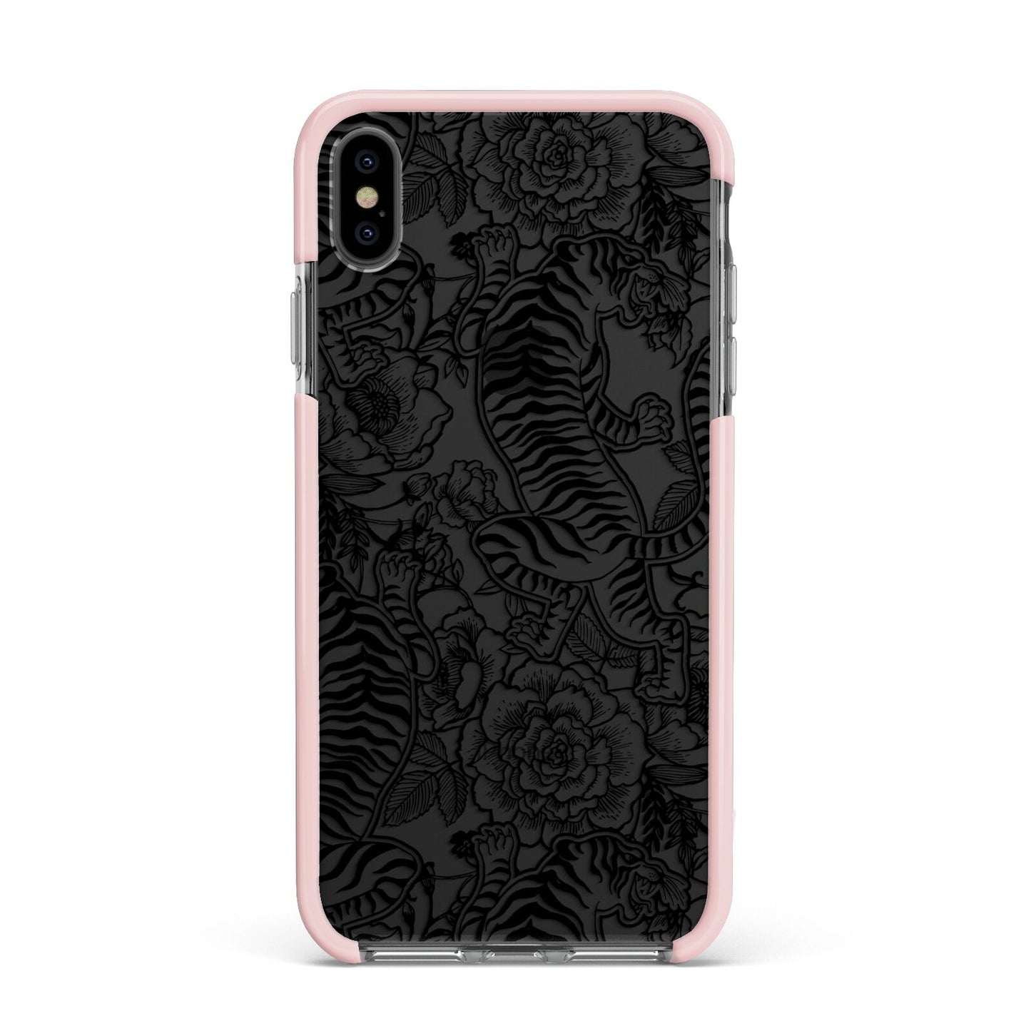 Chinese Tiger Apple iPhone Xs Max Impact Case Pink Edge on Black Phone