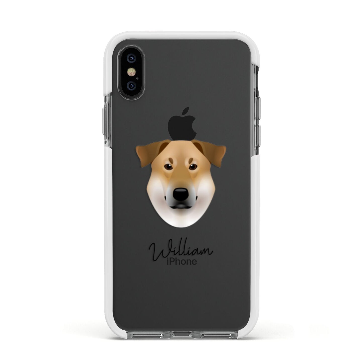 Chinook Personalised Apple iPhone Xs Impact Case White Edge on Black Phone