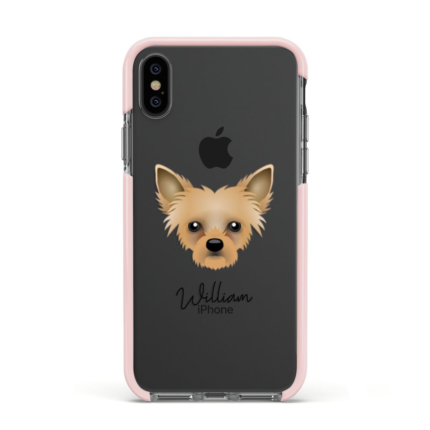 Chipoo Personalised Apple iPhone Xs Impact Case Pink Edge on Black Phone