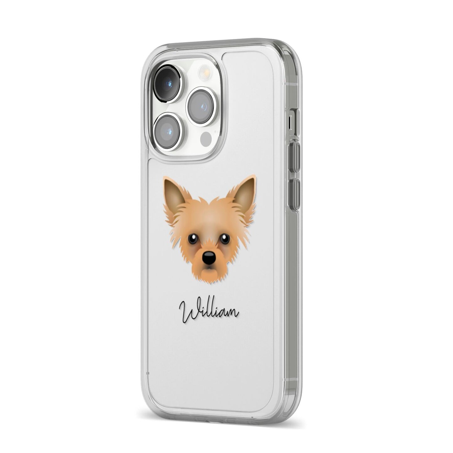 Chipoo Personalised iPhone 14 Pro Clear Tough Case Silver Angled Image