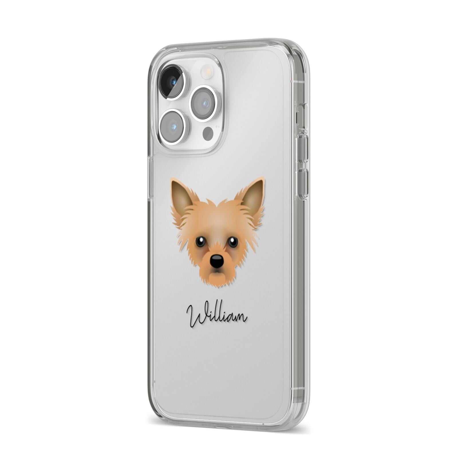 Chipoo Personalised iPhone 14 Pro Max Clear Tough Case Silver Angled Image