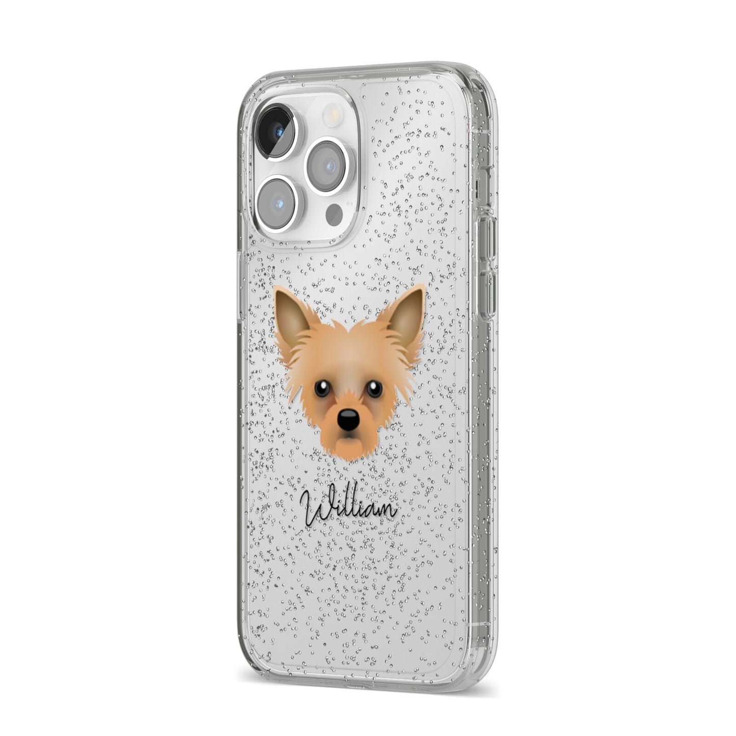 Chipoo Personalised iPhone 14 Pro Max Glitter Tough Case Silver Angled Image