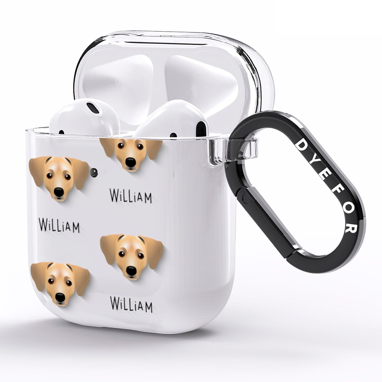 Chiweenie Icon with Name AirPods Clear Case Side Image