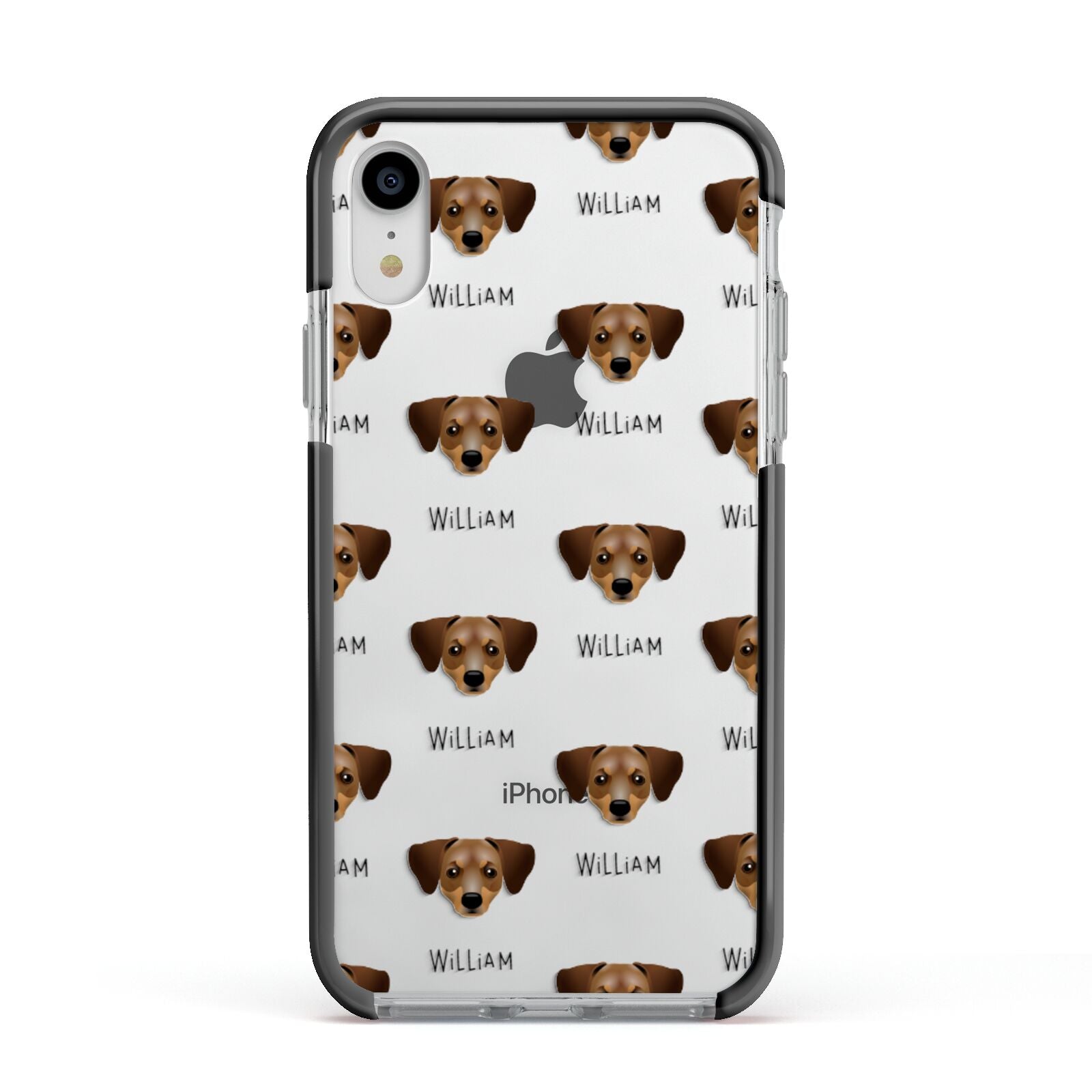 Chiweenie Icon with Name Apple iPhone XR Impact Case Black Edge on Silver Phone