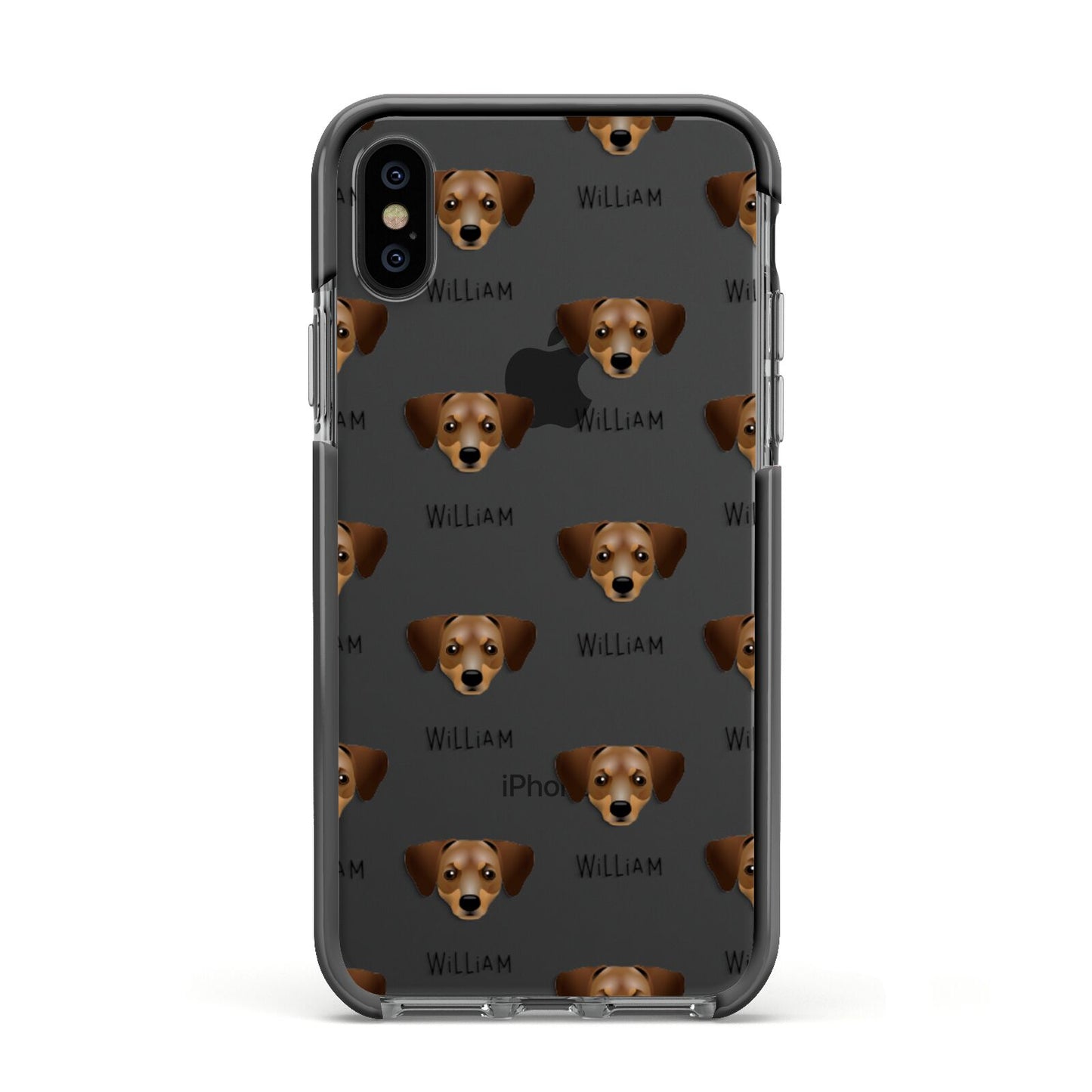 Chiweenie Icon with Name Apple iPhone Xs Impact Case Black Edge on Black Phone