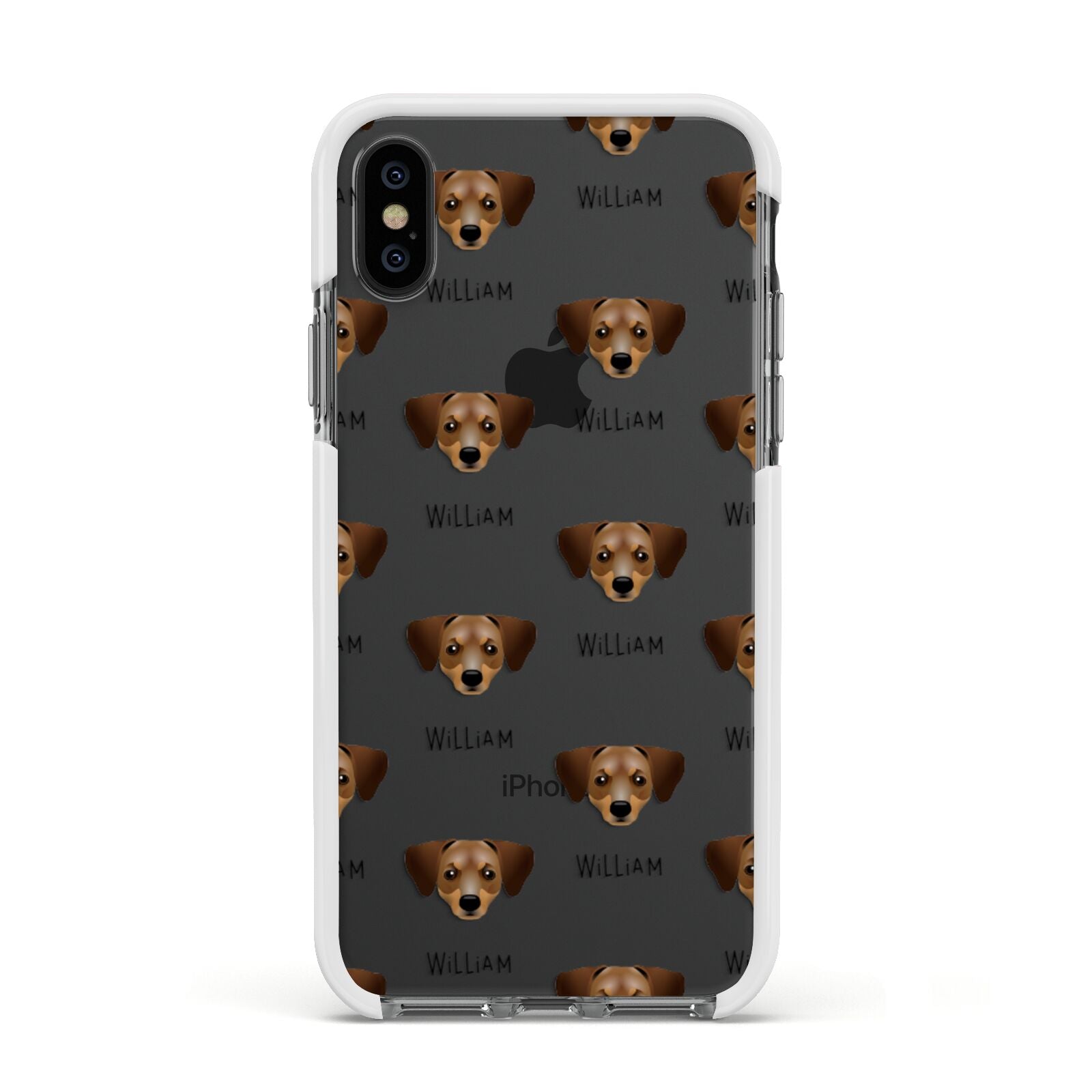 Chiweenie Icon with Name Apple iPhone Xs Impact Case White Edge on Black Phone