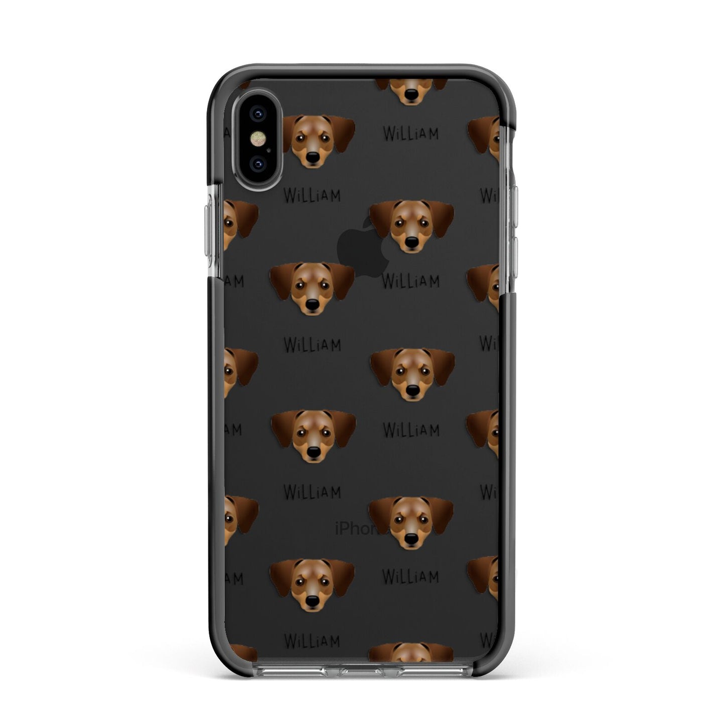 Chiweenie Icon with Name Apple iPhone Xs Max Impact Case Black Edge on Black Phone