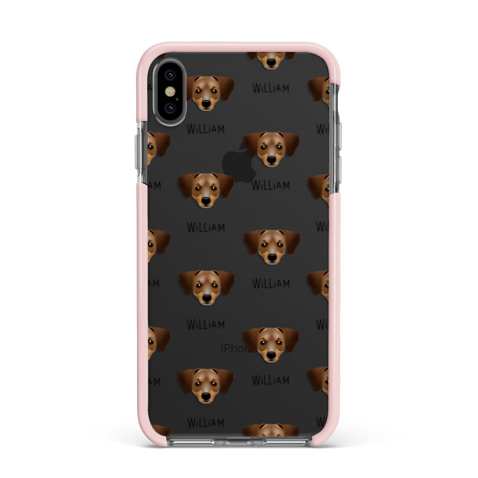 Chiweenie Icon with Name Apple iPhone Xs Max Impact Case Pink Edge on Black Phone