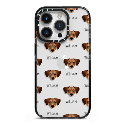 Chiweenie Icon with Name iPhone 14 Pro Black Impact Case on Silver phone