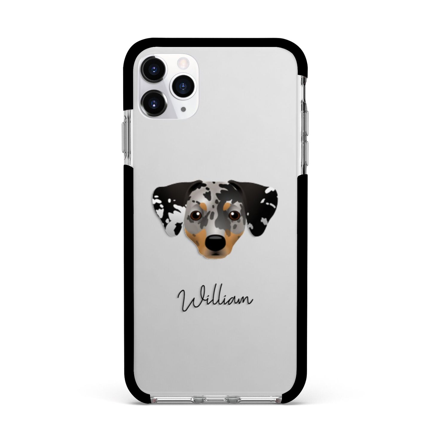Chiweenie Personalised Apple iPhone 11 Pro Max in Silver with Black Impact Case