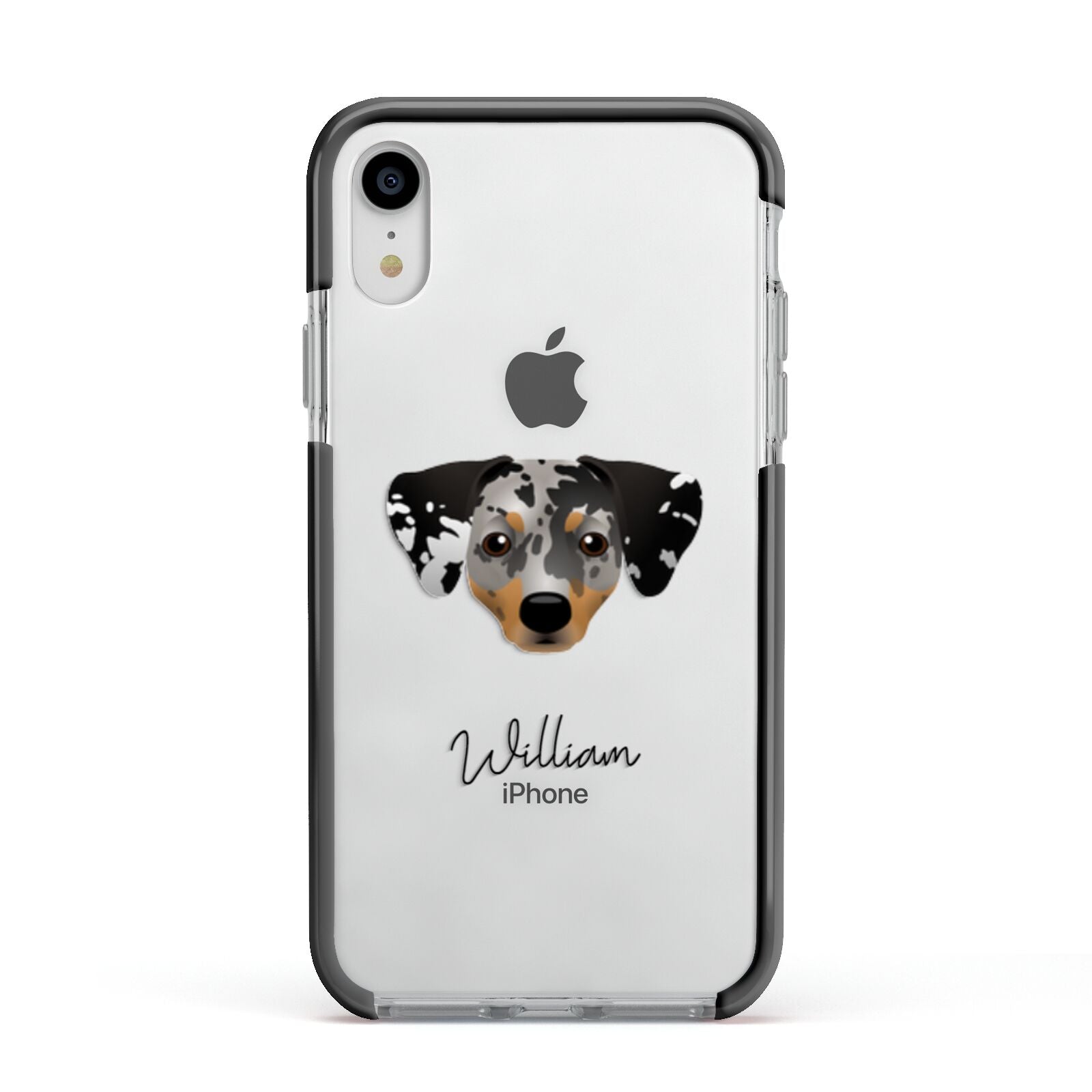 Chiweenie Personalised Apple iPhone XR Impact Case Black Edge on Silver Phone