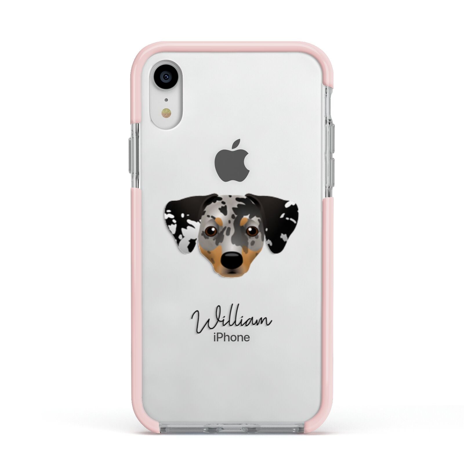 Chiweenie Personalised Apple iPhone XR Impact Case Pink Edge on Silver Phone