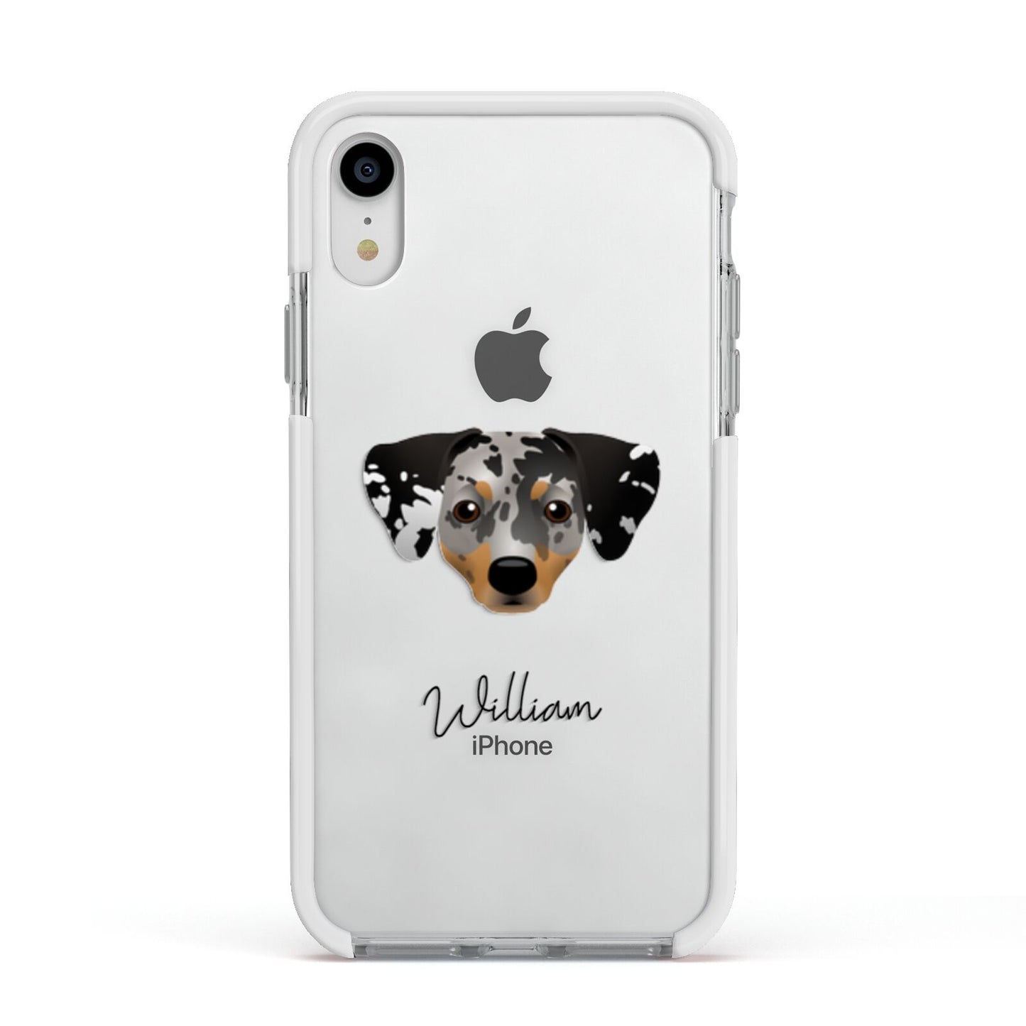 Chiweenie Personalised Apple iPhone XR Impact Case White Edge on Silver Phone