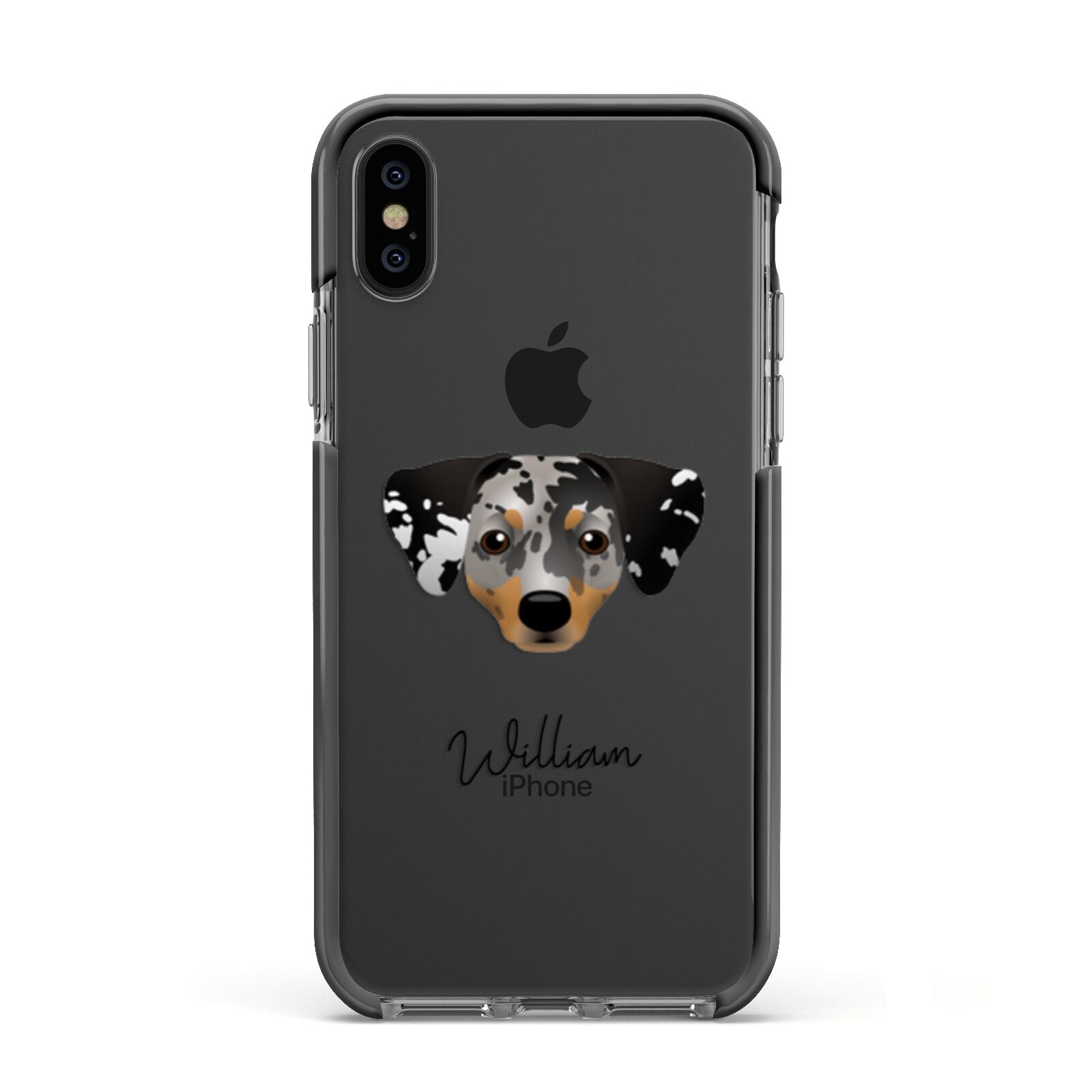 Chiweenie Personalised Apple iPhone Xs Impact Case Black Edge on Black Phone