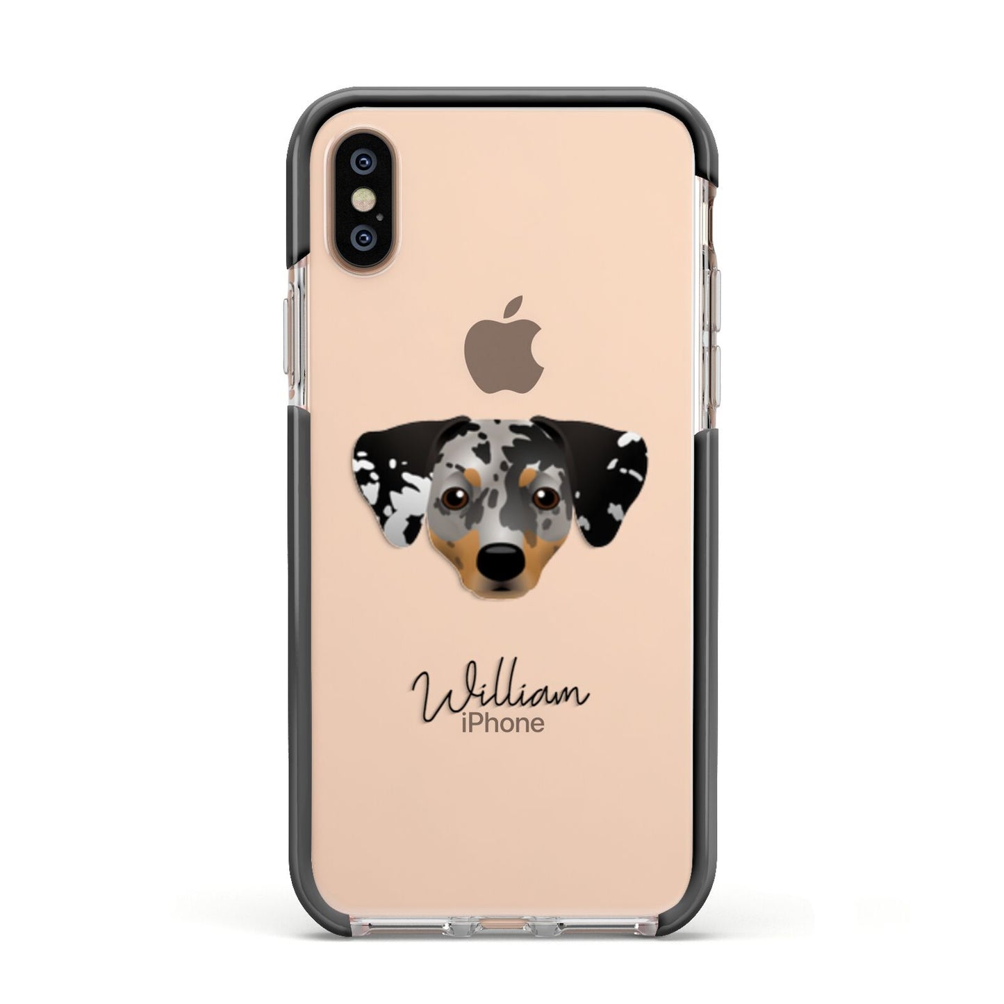 Chiweenie Personalised Apple iPhone Xs Impact Case Black Edge on Gold Phone