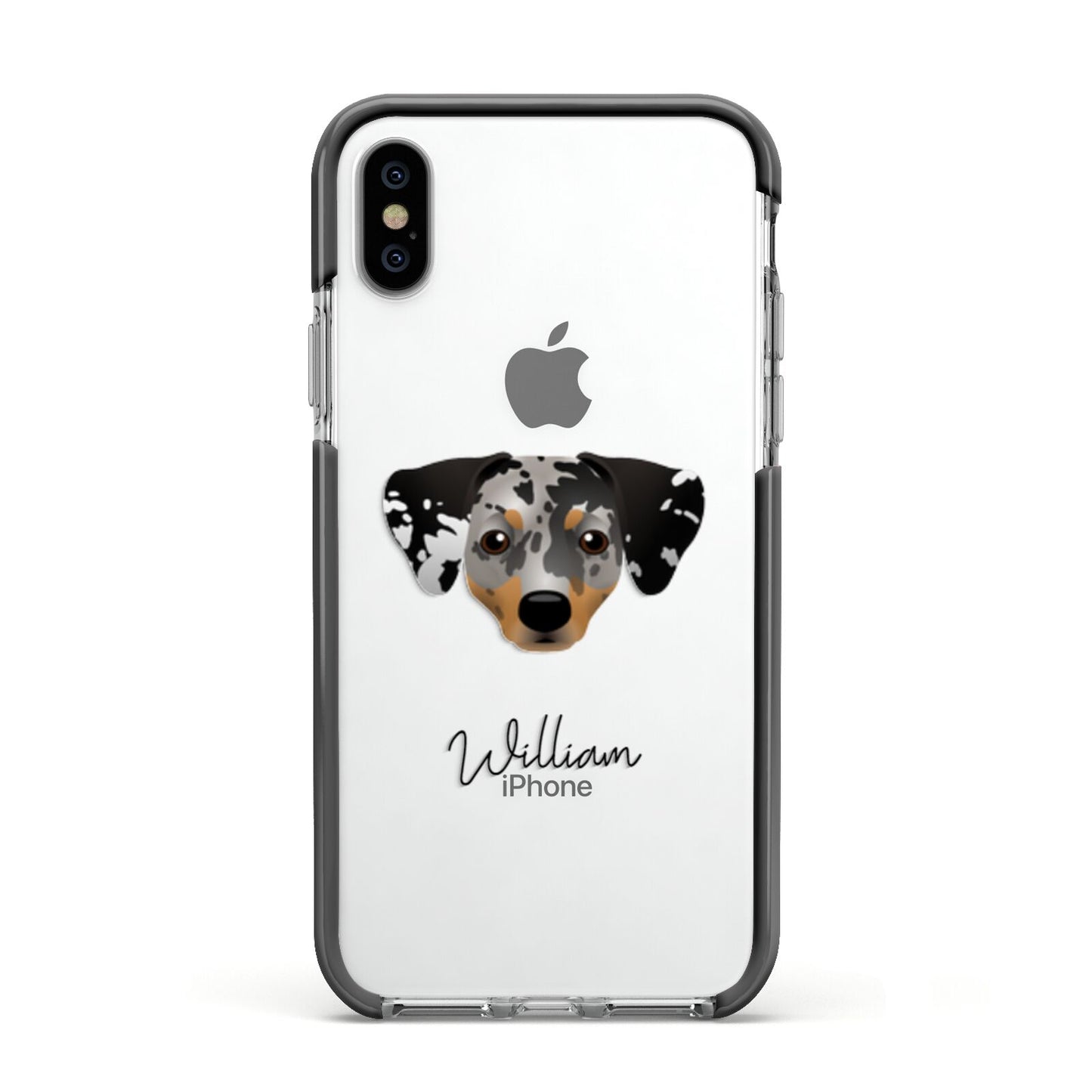 Chiweenie Personalised Apple iPhone Xs Impact Case Black Edge on Silver Phone