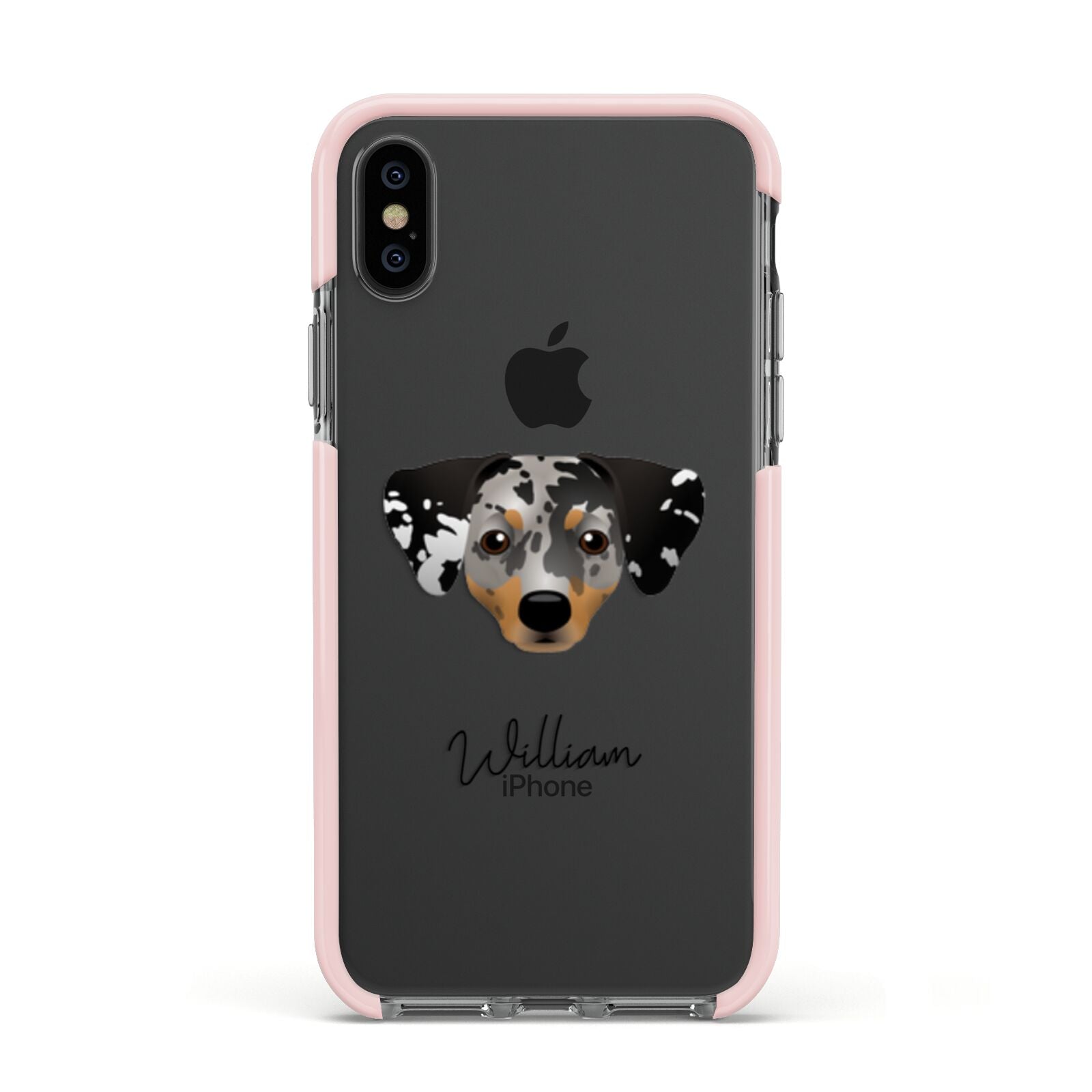 Chiweenie Personalised Apple iPhone Xs Impact Case Pink Edge on Black Phone