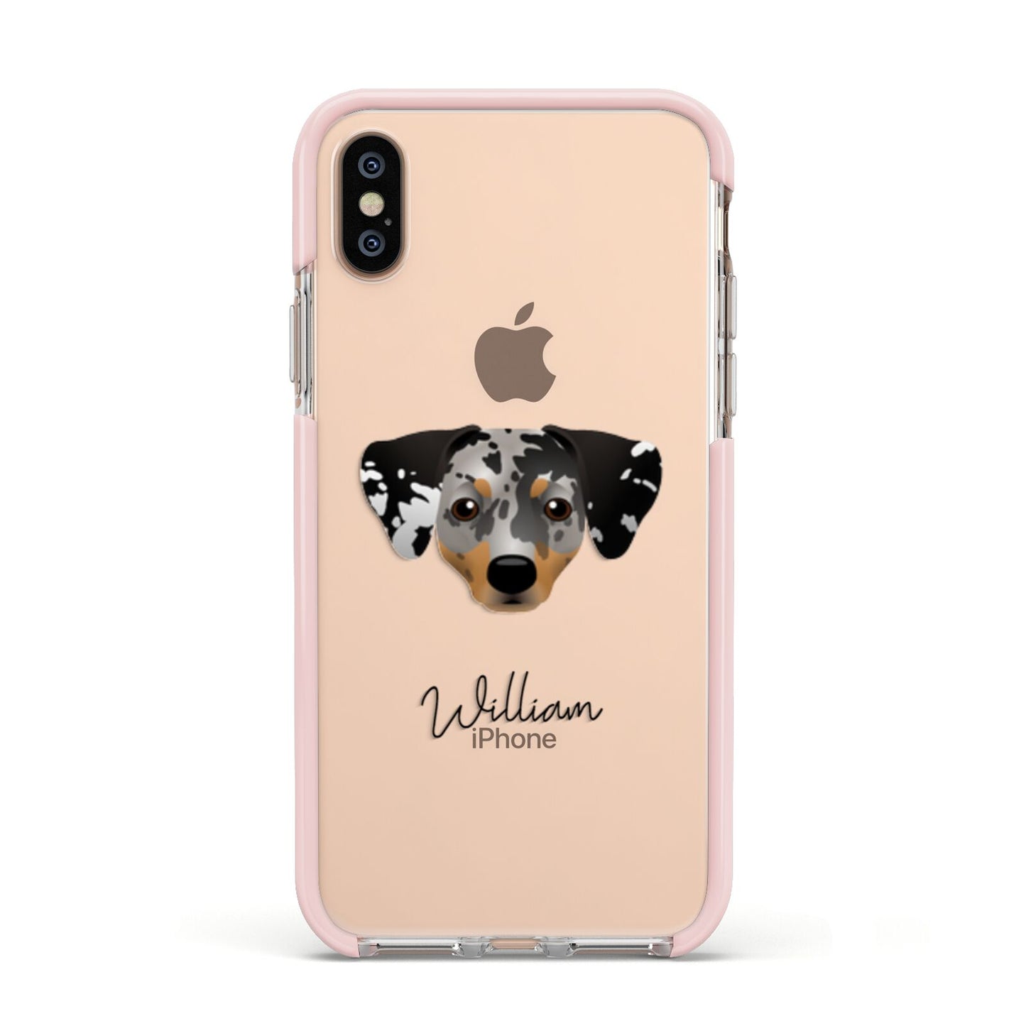 Chiweenie Personalised Apple iPhone Xs Impact Case Pink Edge on Gold Phone