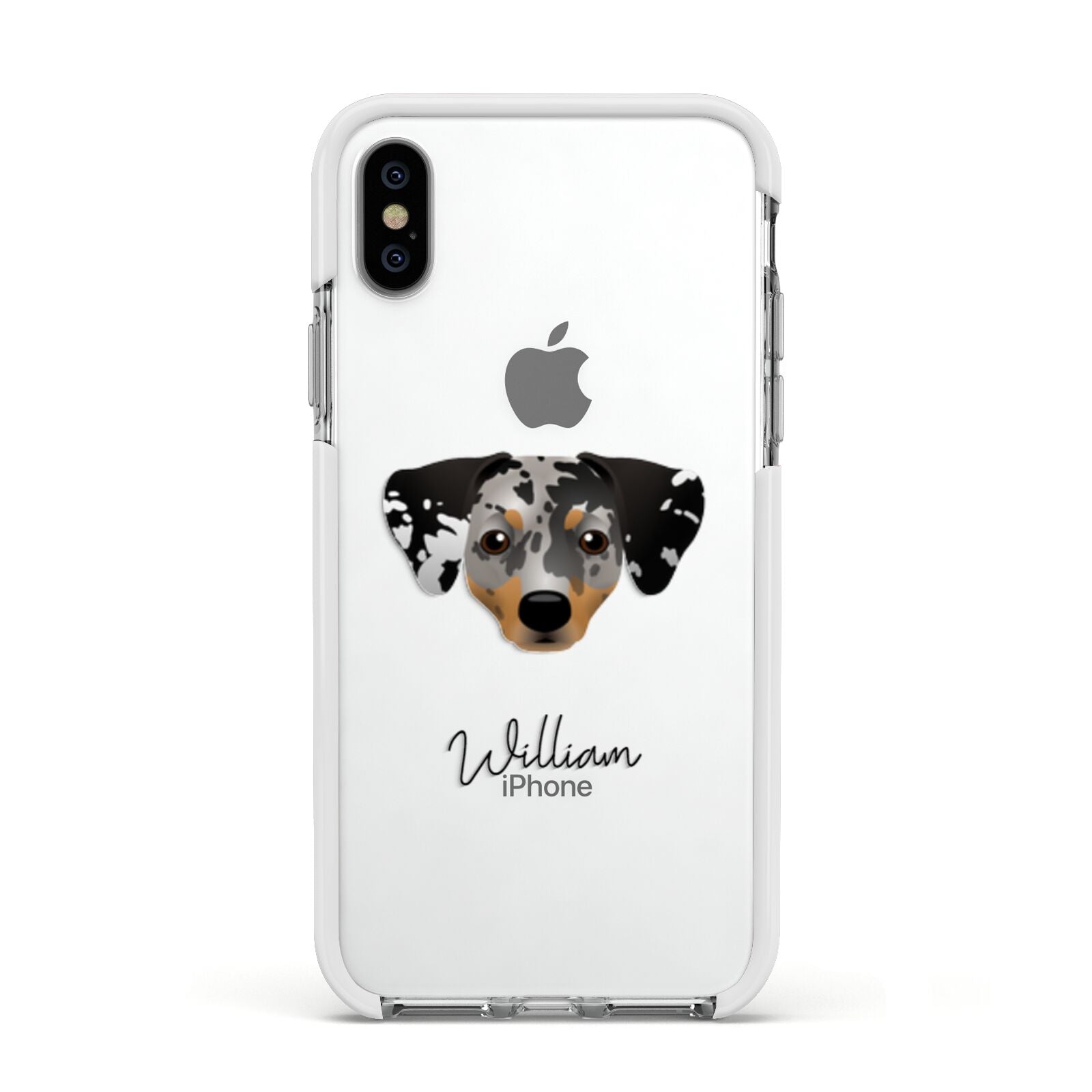 Chiweenie Personalised Apple iPhone Xs Impact Case White Edge on Silver Phone