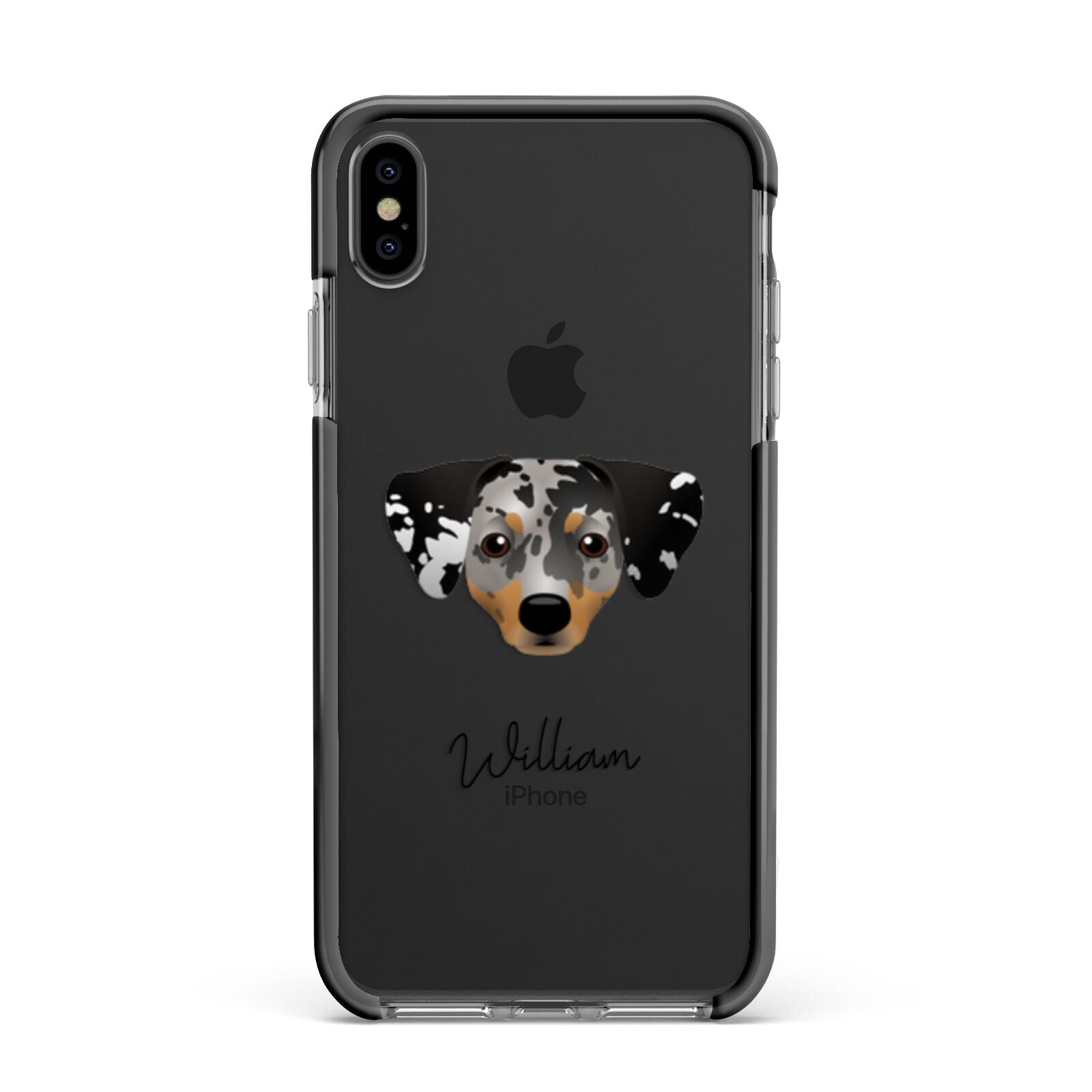 Chiweenie Personalised Apple iPhone Xs Max Impact Case Black Edge on Black Phone