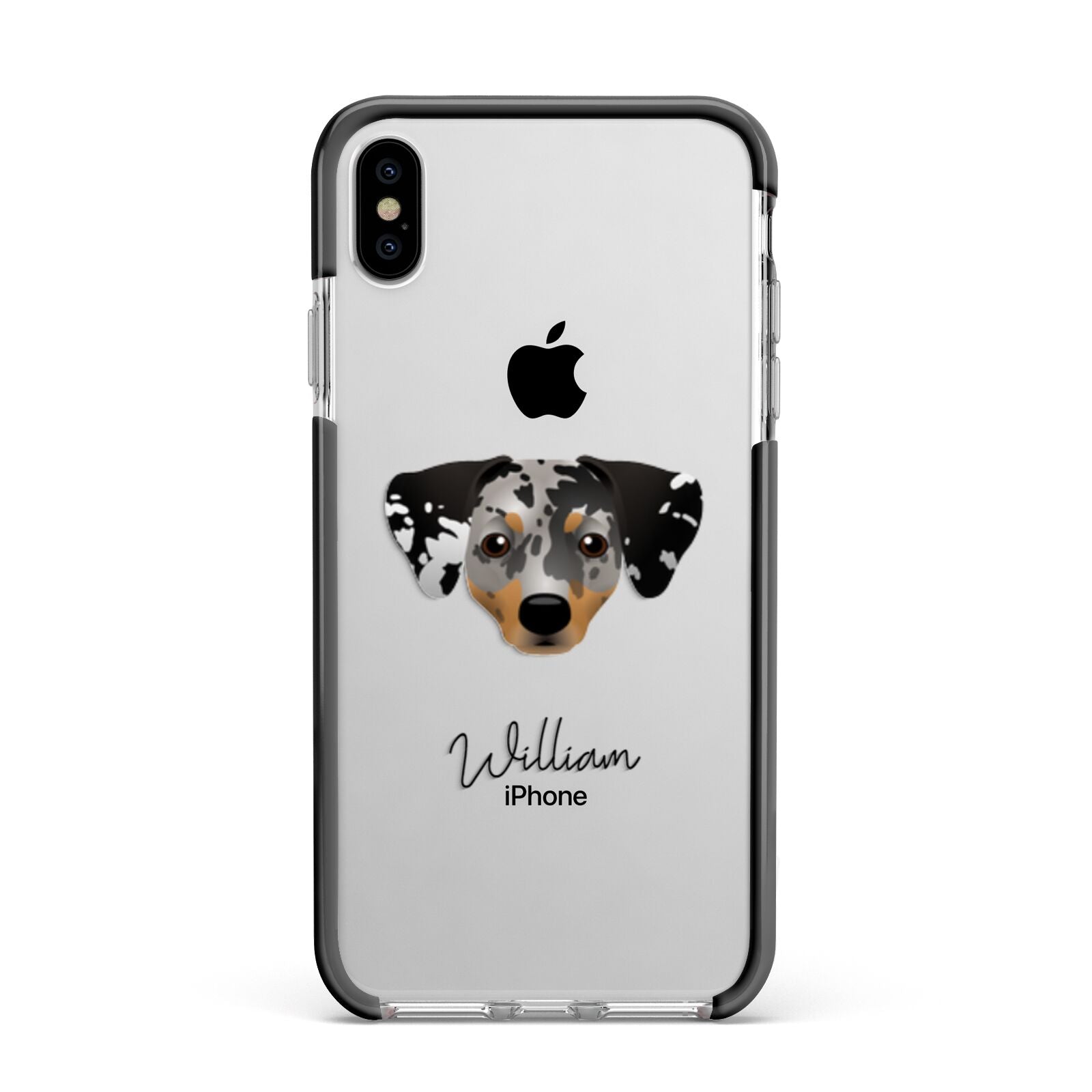 Chiweenie Personalised Apple iPhone Xs Max Impact Case Black Edge on Silver Phone